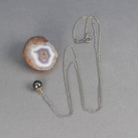 Minimalist Black Pearl Necklace, Barely There Pearl Necklace in Sterling Silver