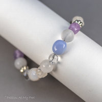 Pastel Cool Colors Bracelet, Blue Chalcedony Amethyst and Quartz