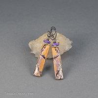 Yellow Ochre and Maroon Stone Earrings with Purple Charoite Accent