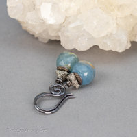 Blue Calcite Beaded Drop Earrings with Pyrite Druzy Chips