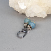 Blue Calcite Beaded Drop Earrings with Pyrite Druzy Chips