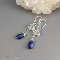 Lapis Lazuli and Herkimer Diamond Dangle Earrings