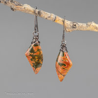 Red Creek Jasper Earrings Oxidized Sterling Silver, Gray and Red Stone Earrings