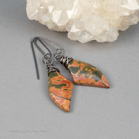 Red Creek Jasper Earrings Oxidized Sterling Silver, Gray and Red Stone Earrings