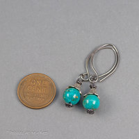 Simple Drop Earrings with Genuine Turquoise 