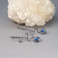 Sterling Silver Wire Zig-Zag Threader Earrings with Kyanite Stones