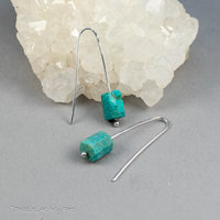 Sterling Silver Wire Threader Earrings with Teal Chrysocolla Stones