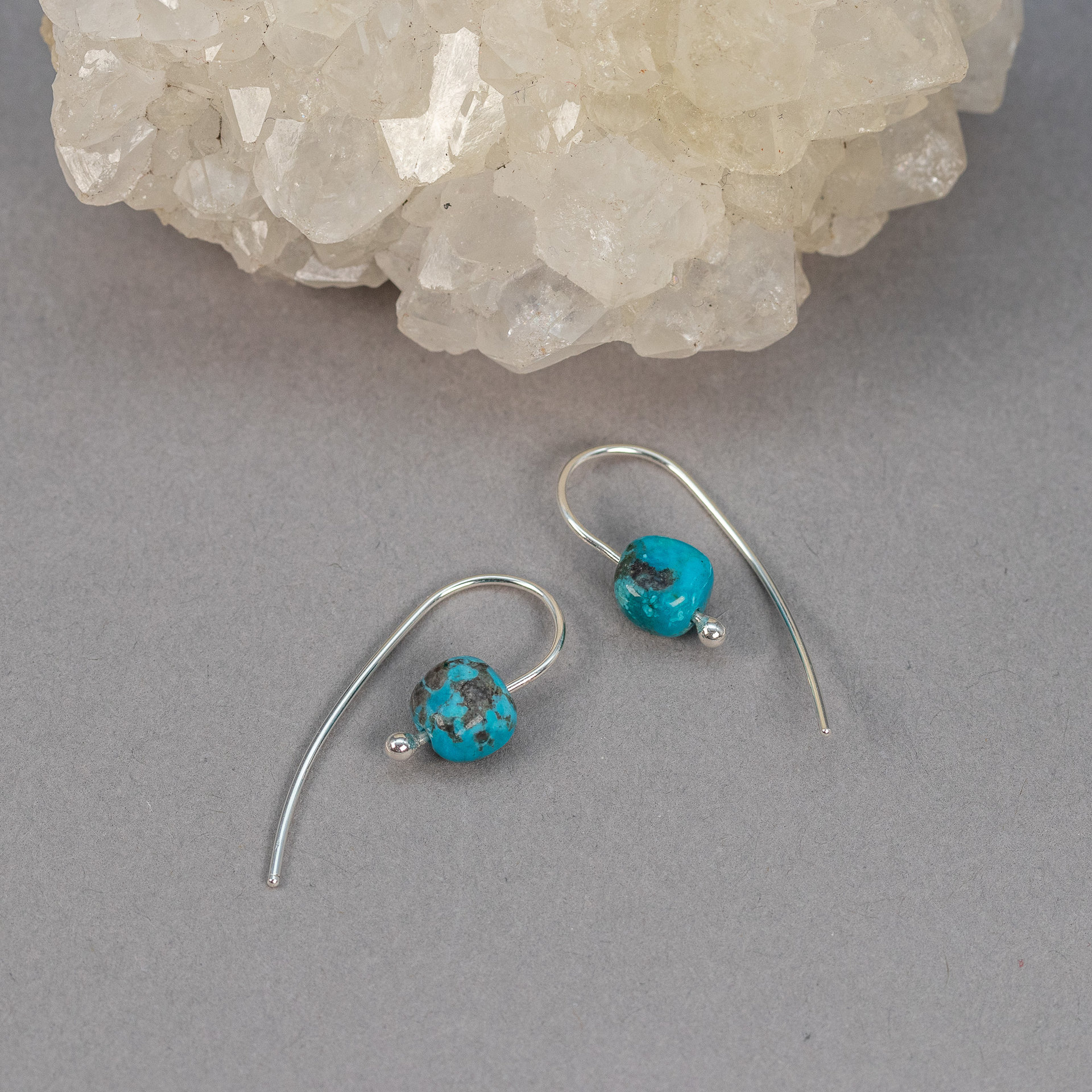 Minimalist Drop Earring Sterling Silver and Turquoise