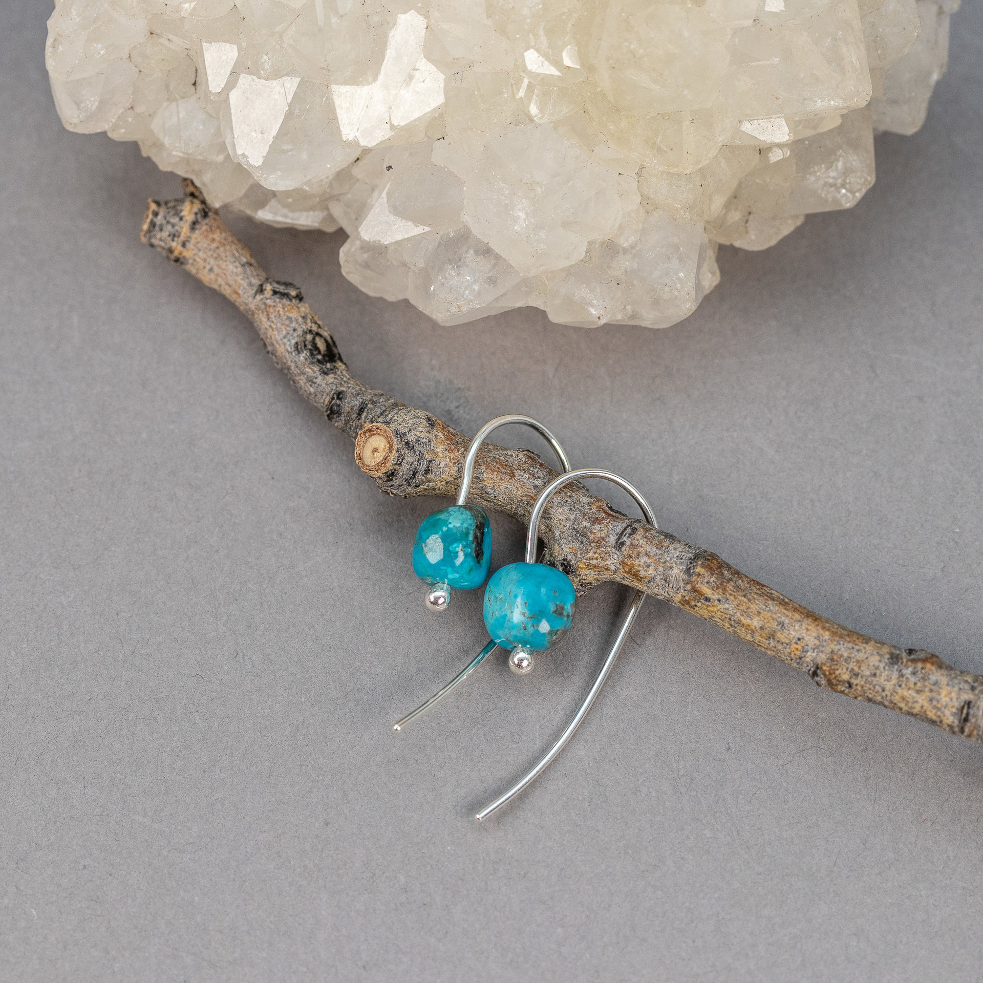 Minimalist Drop Earring Sterling Silver and Turquoise