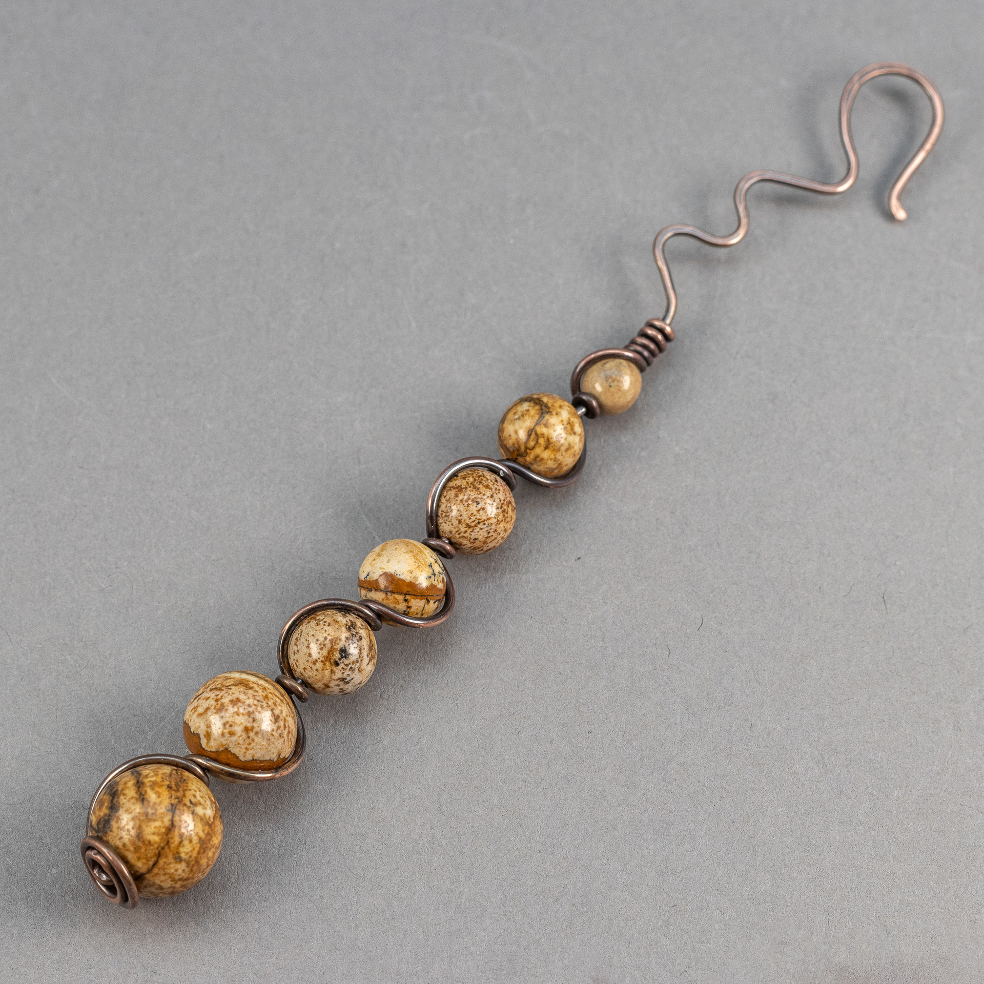 Brown Picture Jasper Bracelet Clasping Tool, Handmade in Copper