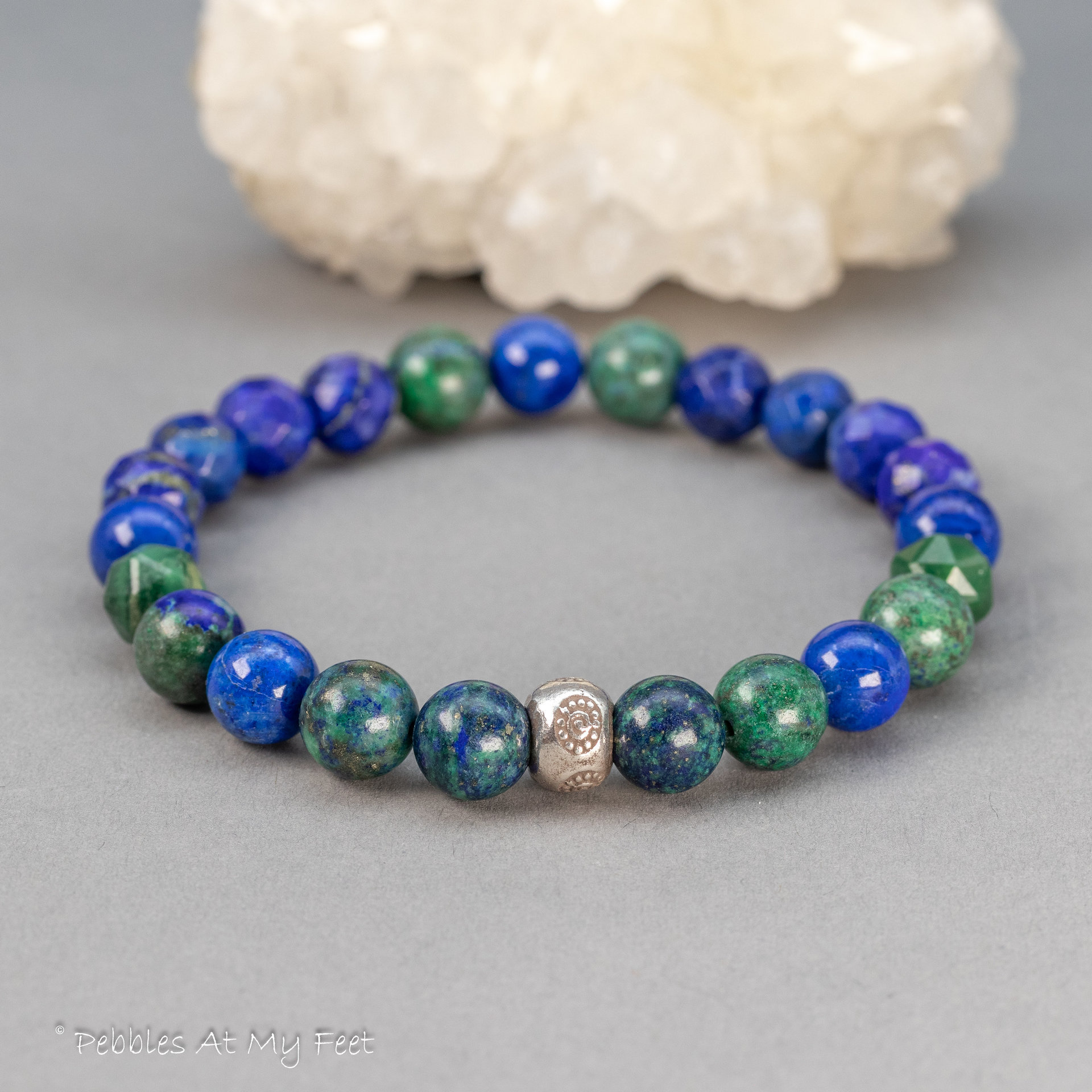 Lapis, Azurite Malachite, and Verdite Stretch Bracelet
