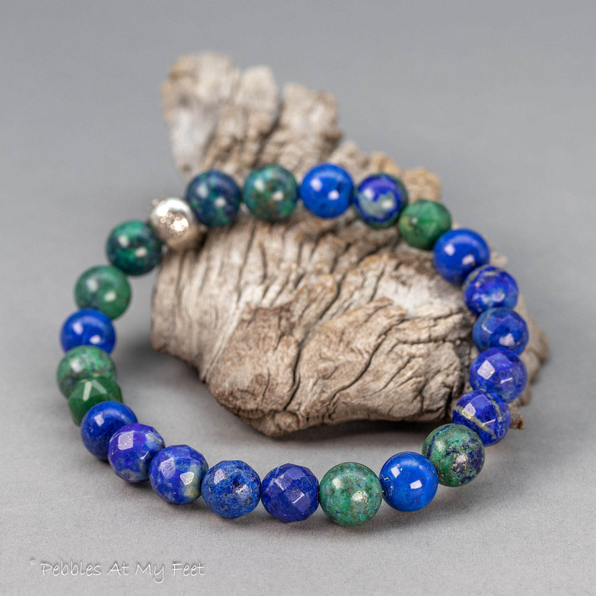 Lapis, Azurite Malachite, and Verdite Stretch Bracelet