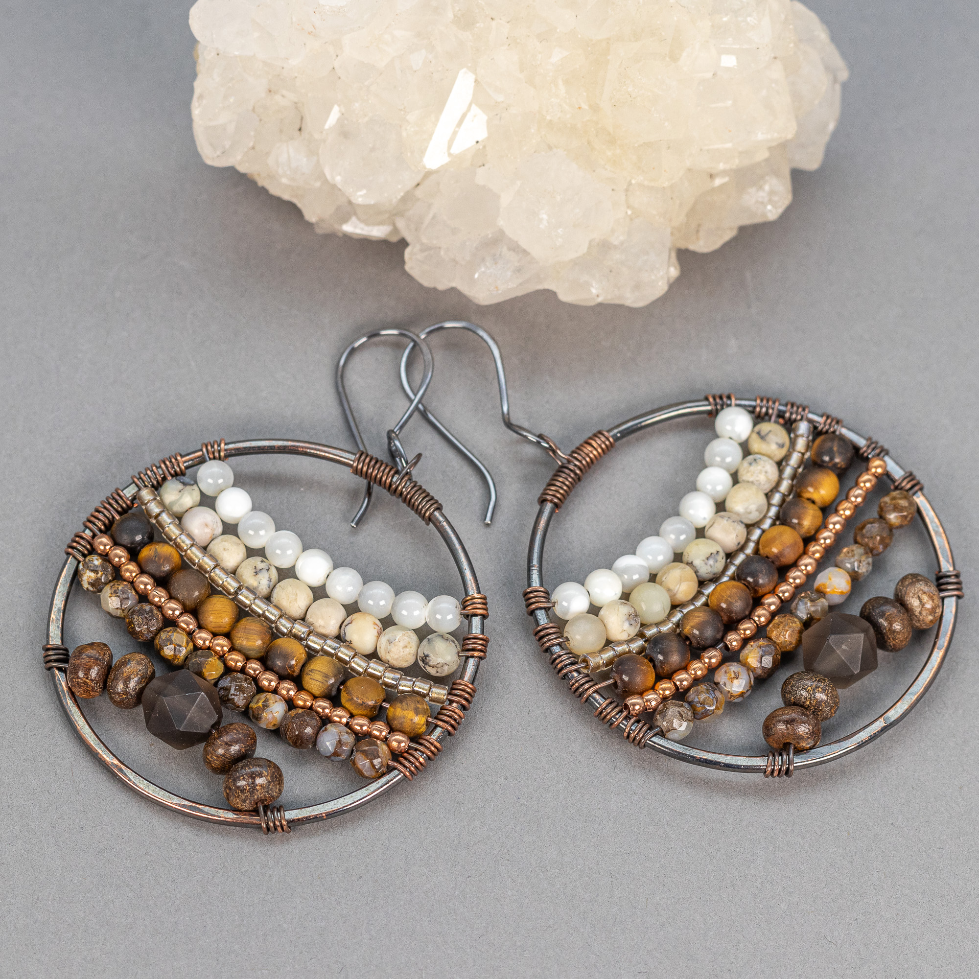 Kalabia, Long Dangle, Beaded Ear Wire Earrings - Jewelry by Sande Gene