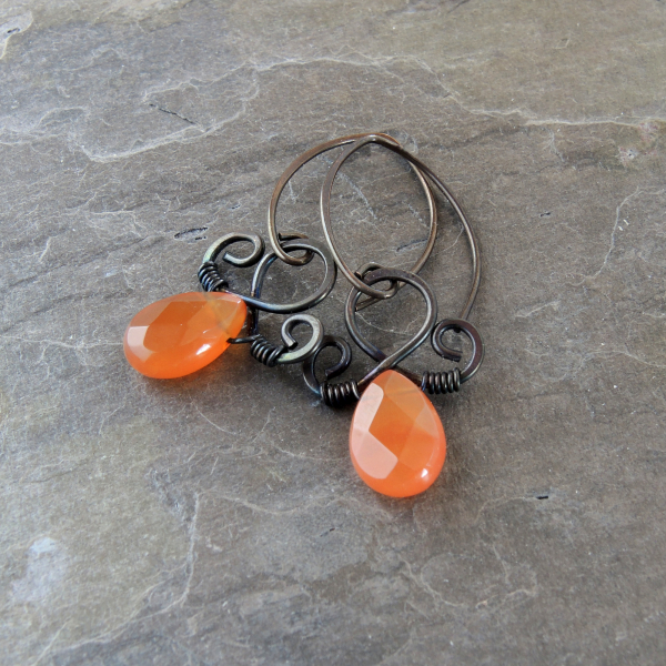 Orange Stone Earrings, Citrus Orange Earrings