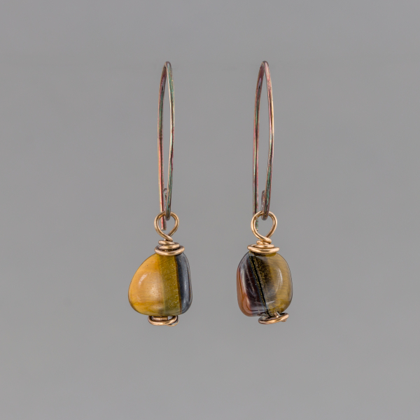 Small Rustic Golden Brown Stone Earrings