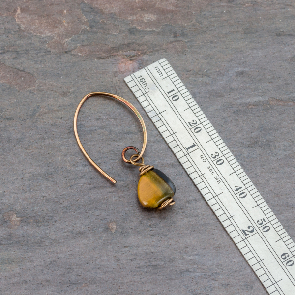 Brown Tiger's Eye Earrings measure Just under 1.5 inches long