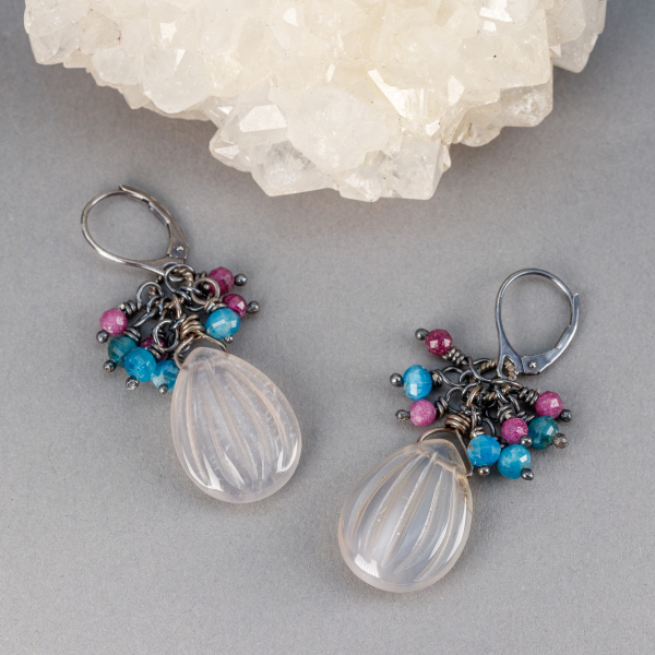 Oxidized Sterling Silver Adds a Rustic Feel to these Gemstone Earrings