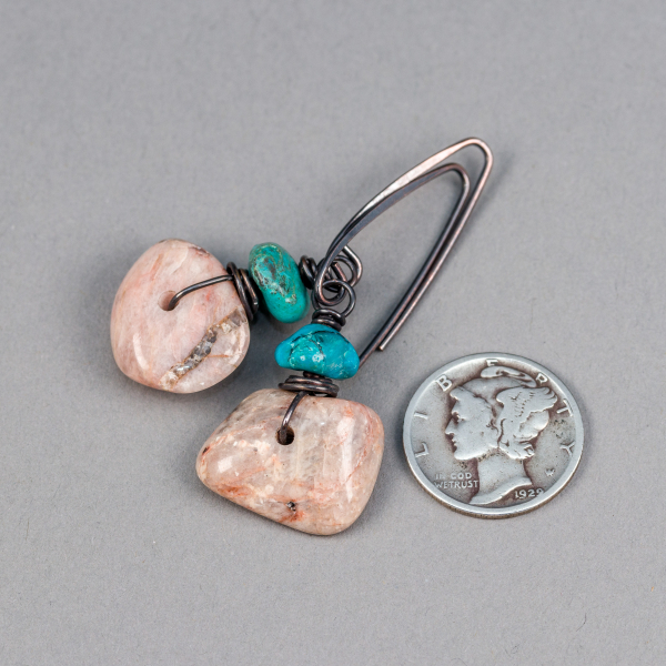 Pint Stone Earrings are 1.75 Inches Long