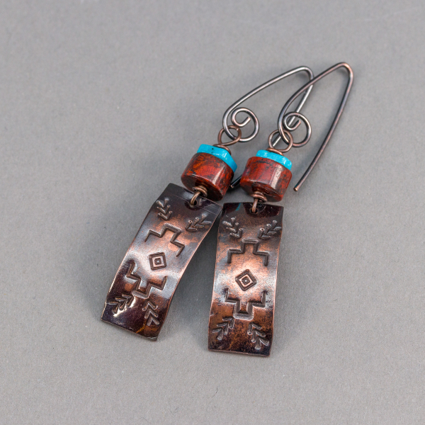 Serape Earrings, Southwest Inspired Copper Earrings