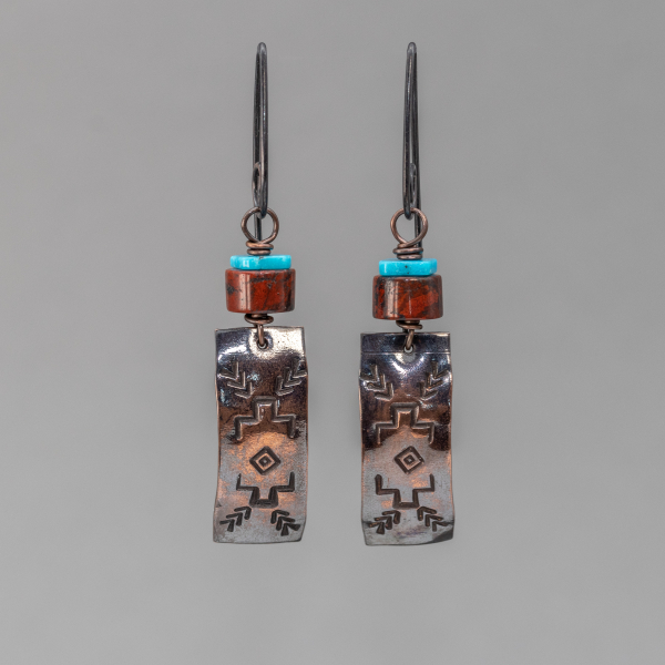 Copper Earrings with Southwest Style
