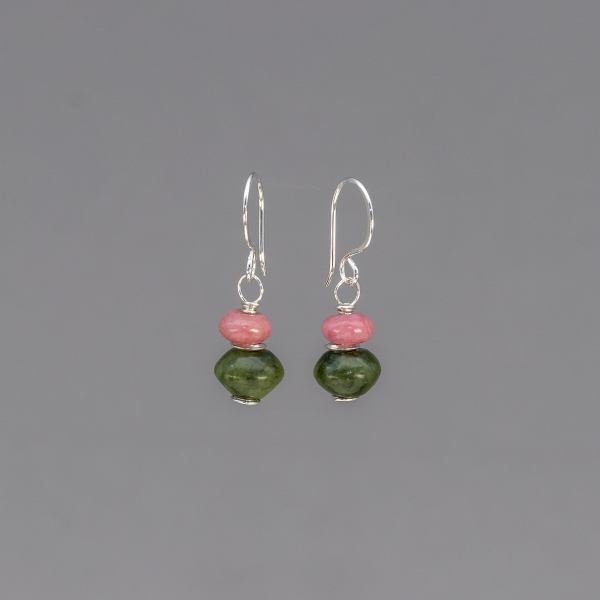Pink and Green Stone Earrings