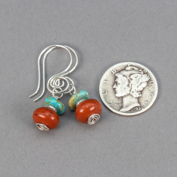 Petite Red Stone Earrings are 1.125 Inches Long
