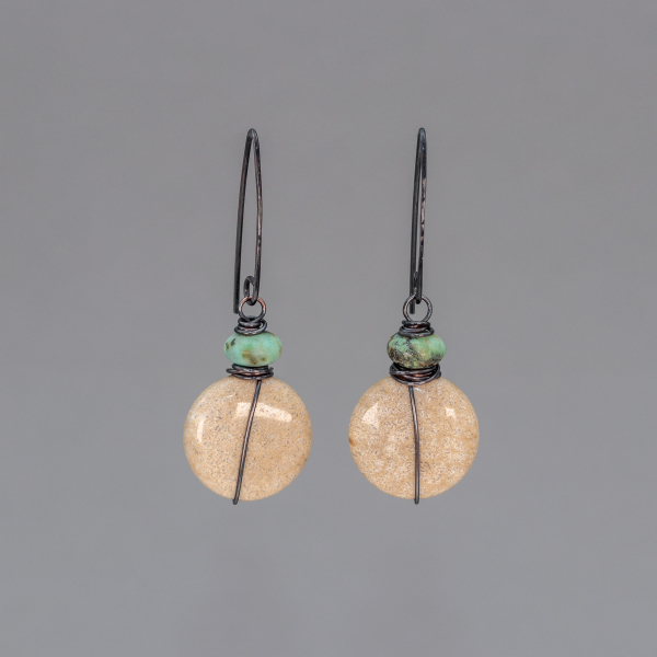 Primitive Earrings with Fossil Coral Stones