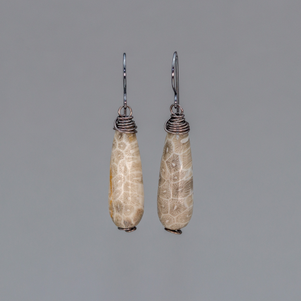 Taupe Stone Drop Earrings