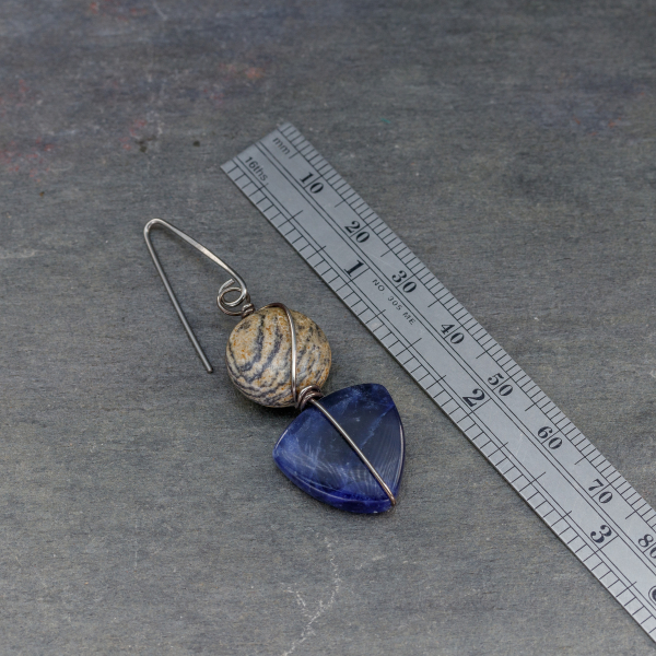 Jasper and Sodalite Earrings are About 2.25 Inches Long