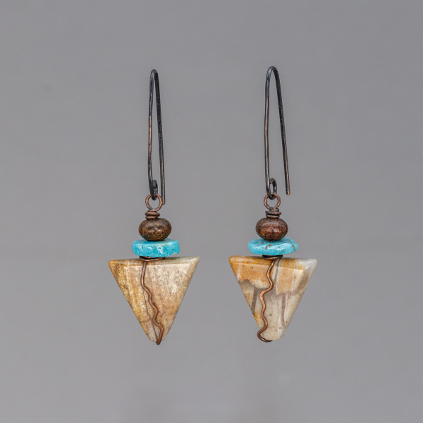 Turquoise and Brown Stone Earrings