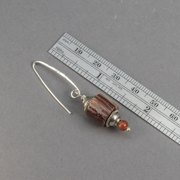 Laguna Lace Agate Earrings are 2 Inches Long