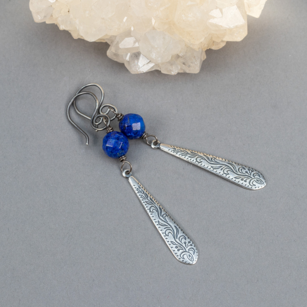 Blue and Silver Dangle Earrings