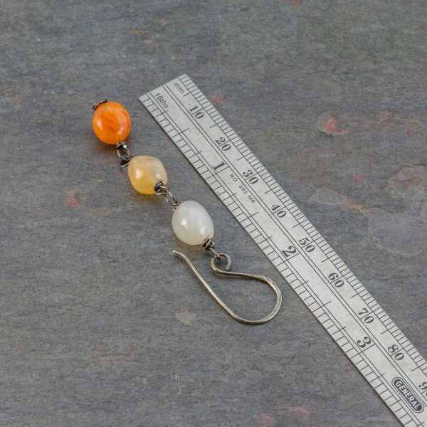 Orange Dangle Earrings are 2.5 Inches Long