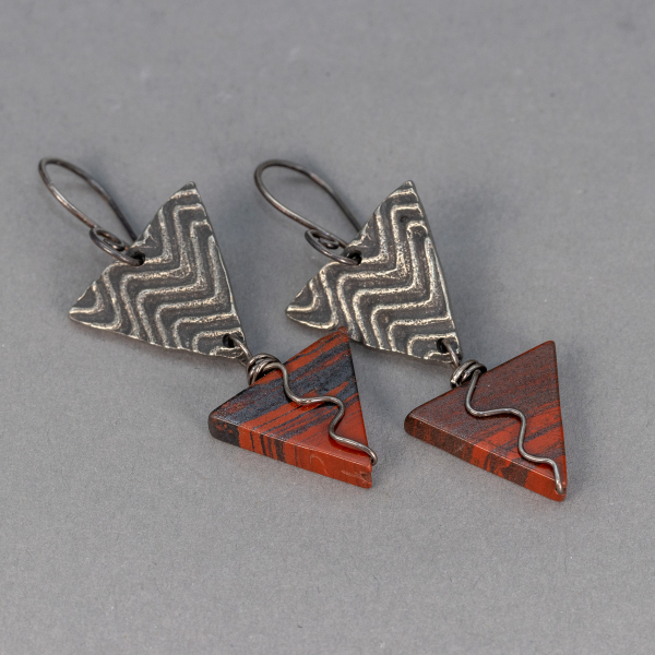 Red and Gray Geometric Earrings