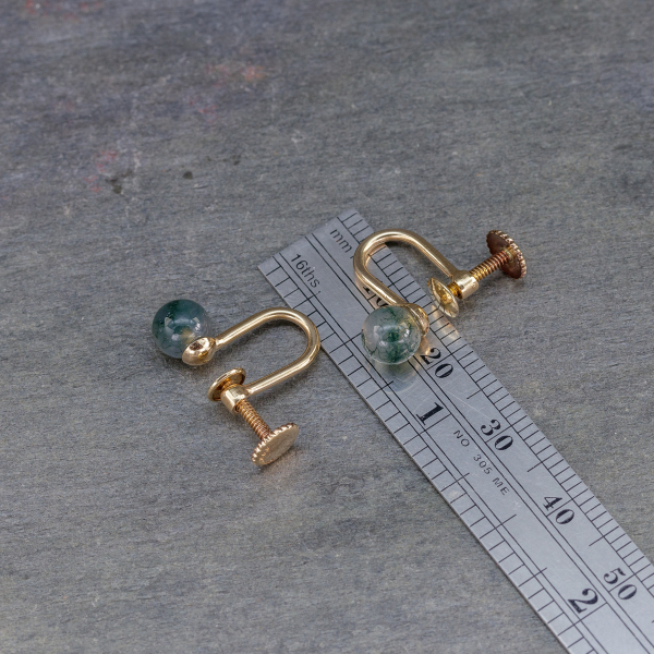 Small Non-Pierced Earrings with 1/4-inch Stone Balls