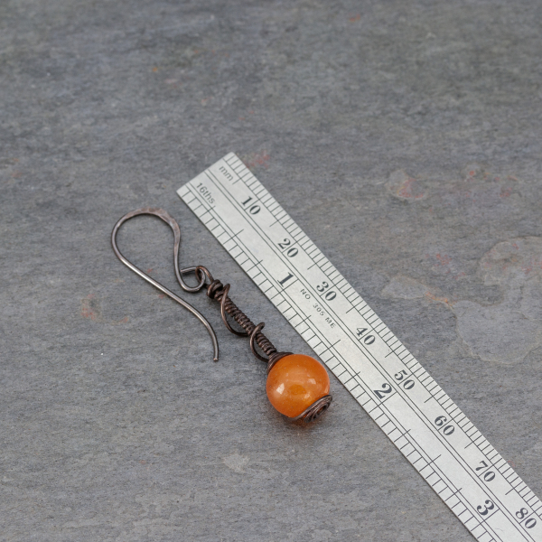 Orange Stone Drop Earrings are 2-inches Long