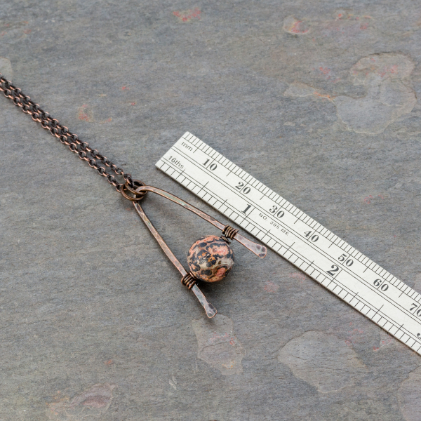 Copper Triangle Pendant is 1.5 Inches Long, Chain is 19 Inches Long