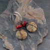 Brown Stone and Red Coral Earrings