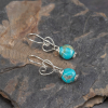 Argentium Silver Heart Earrings with Campitos Turquoise Pebble