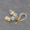 Delicate Earrings with Pale Yellow and Clear Stones