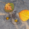Copper Hoop Dangle Earrings with Amber Gemstones