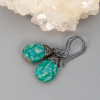 Copper Wire Wrapped Teal Stone Earrings