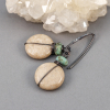 Tan Fossil Coral Stone Earrings in Copper