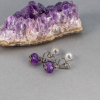 Small Post Earrings Formed by Hand in the shape of a Heart with Amethyst Drops