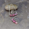 Pink Tourmaline Silver Wire Threader Earrings
