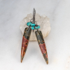 Jasper Spike Earrings with Turquoise Nuggets