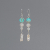 Silver Wire Sinuously Wrapped Stone Bead Earrings Tapering from 10 to 6 mm