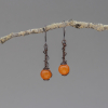 Coiled Wire Spiral Earrings with Orange Stones