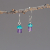 Faceted Amethyst Tubes with Genuine Turquoise Disks Beaded Earrings