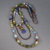 Long Boho Necklace with Green and Blue Semiprecious Gemstones